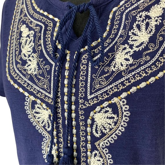 2/$10 - Navy Blue Embroidered Short Sleeve Top - Picture 4 of 8
